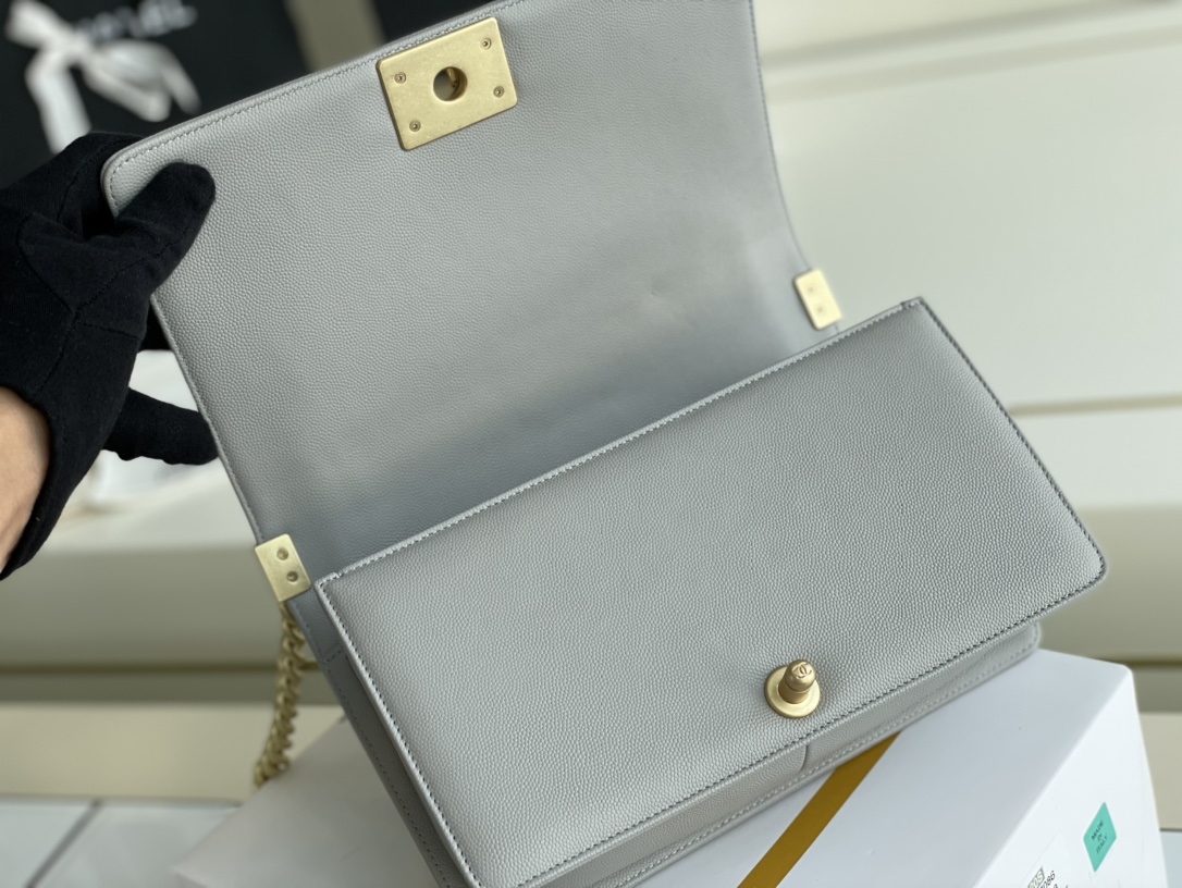 Ch@nel Boy Bag-Caviar-25CM