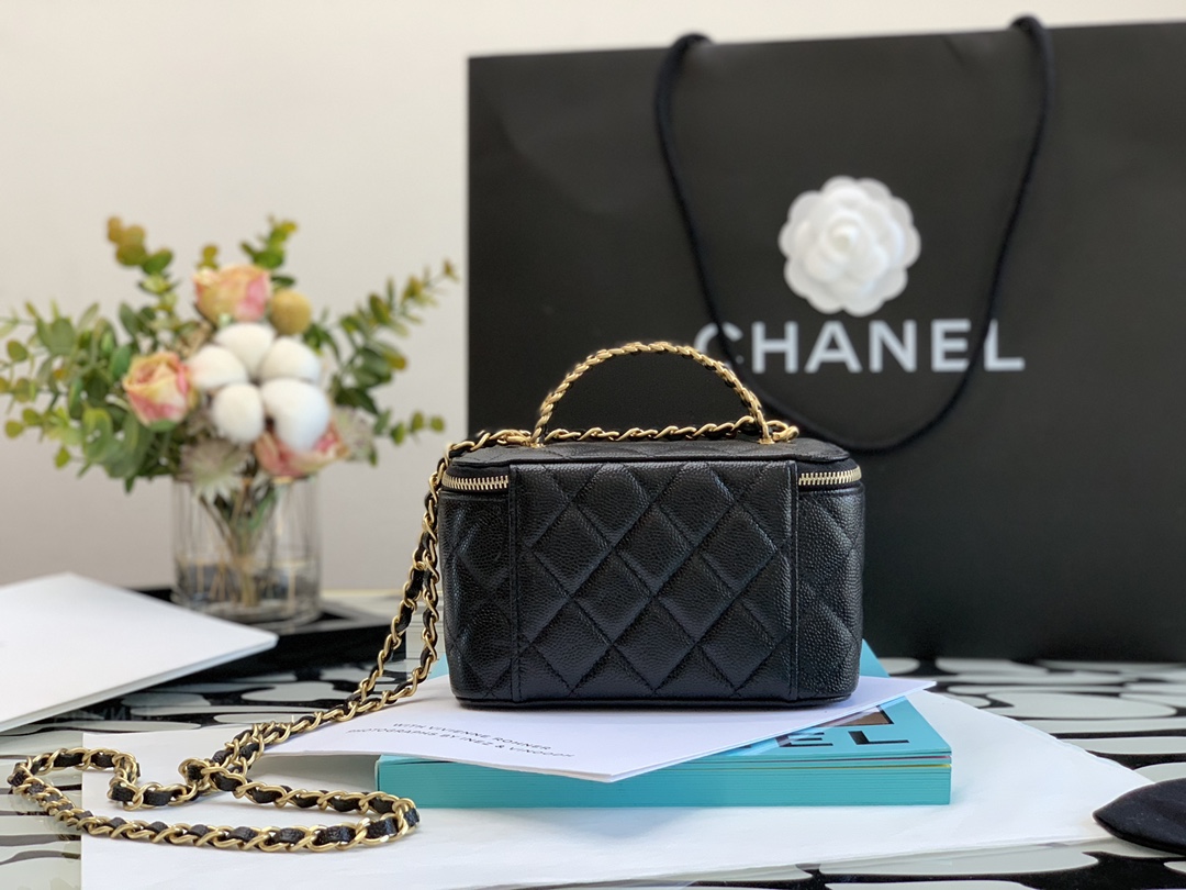 Ch@nel Cosmetic Bag-Caviar-18CM