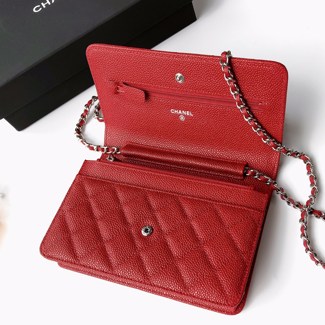 Ch@nel Wallet On Chain-Silver Hardware-19*12*3.5CM