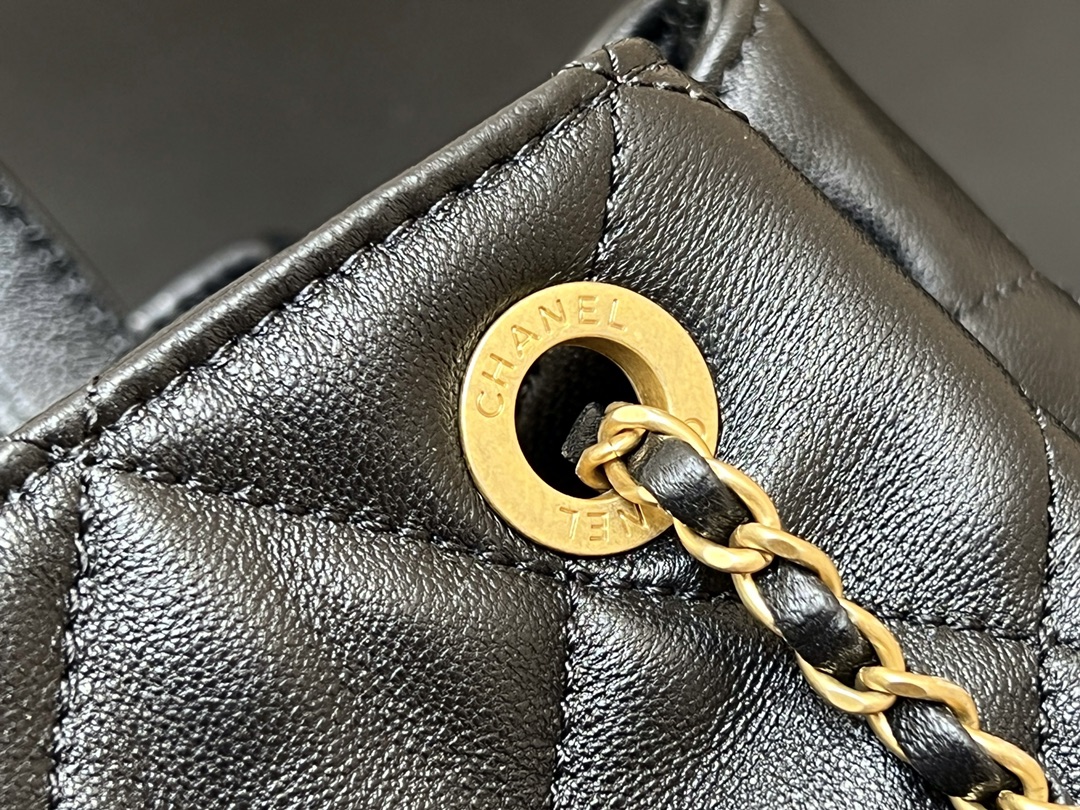 Ch@nel Drawstring Bucket Backpack -16.5*20*11.5CM