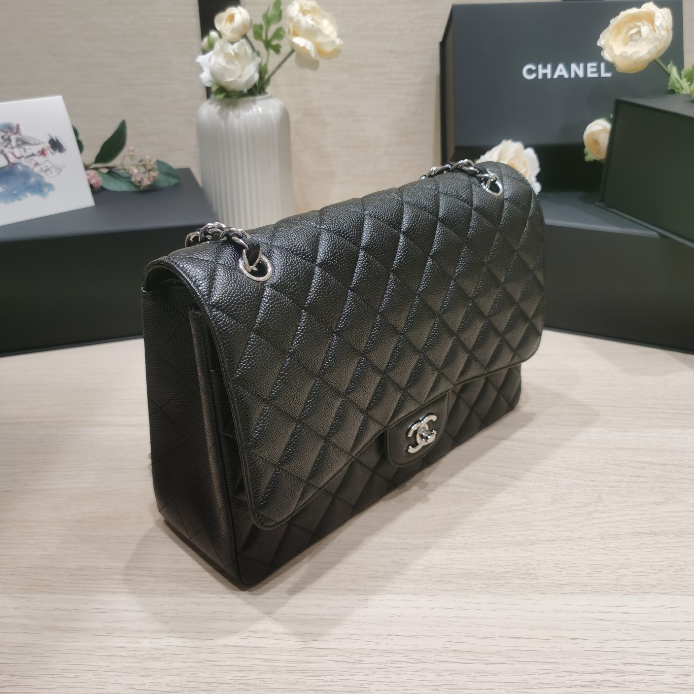 Ch@nel Flap Bag-Caviar Leather-Maxi-33CM