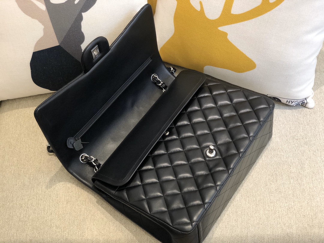 Ch@nel Flap Bag-Lambskin Leather-Maxi-33CM