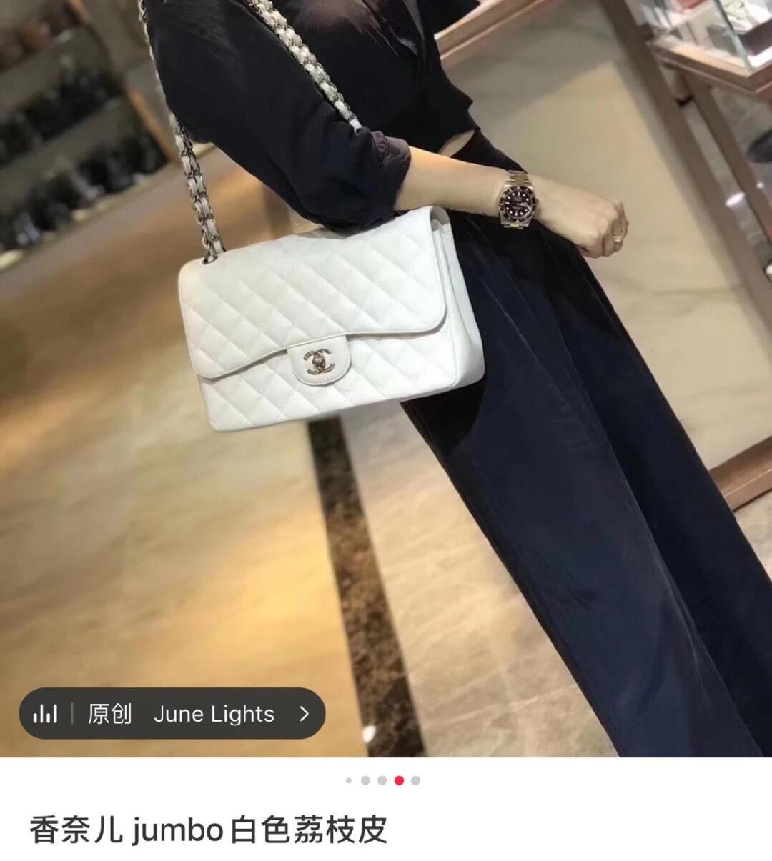 Ch@nel Flap Bag-Caviar-Silver Hardware-30CM