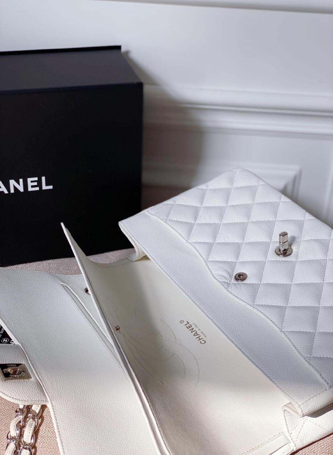 Ch@nel Flap Bag-Caviar-Silver Hardware-30CM