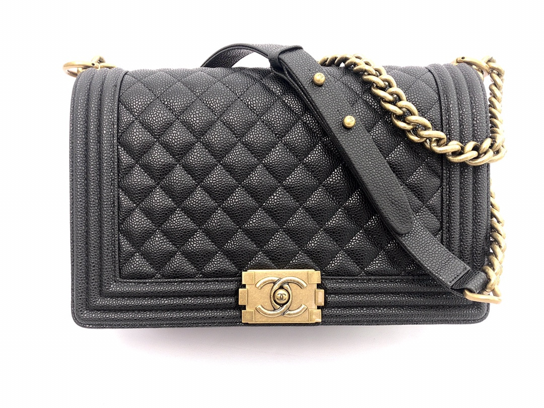 Ch@nel Boy Bag-Caviar-28CM