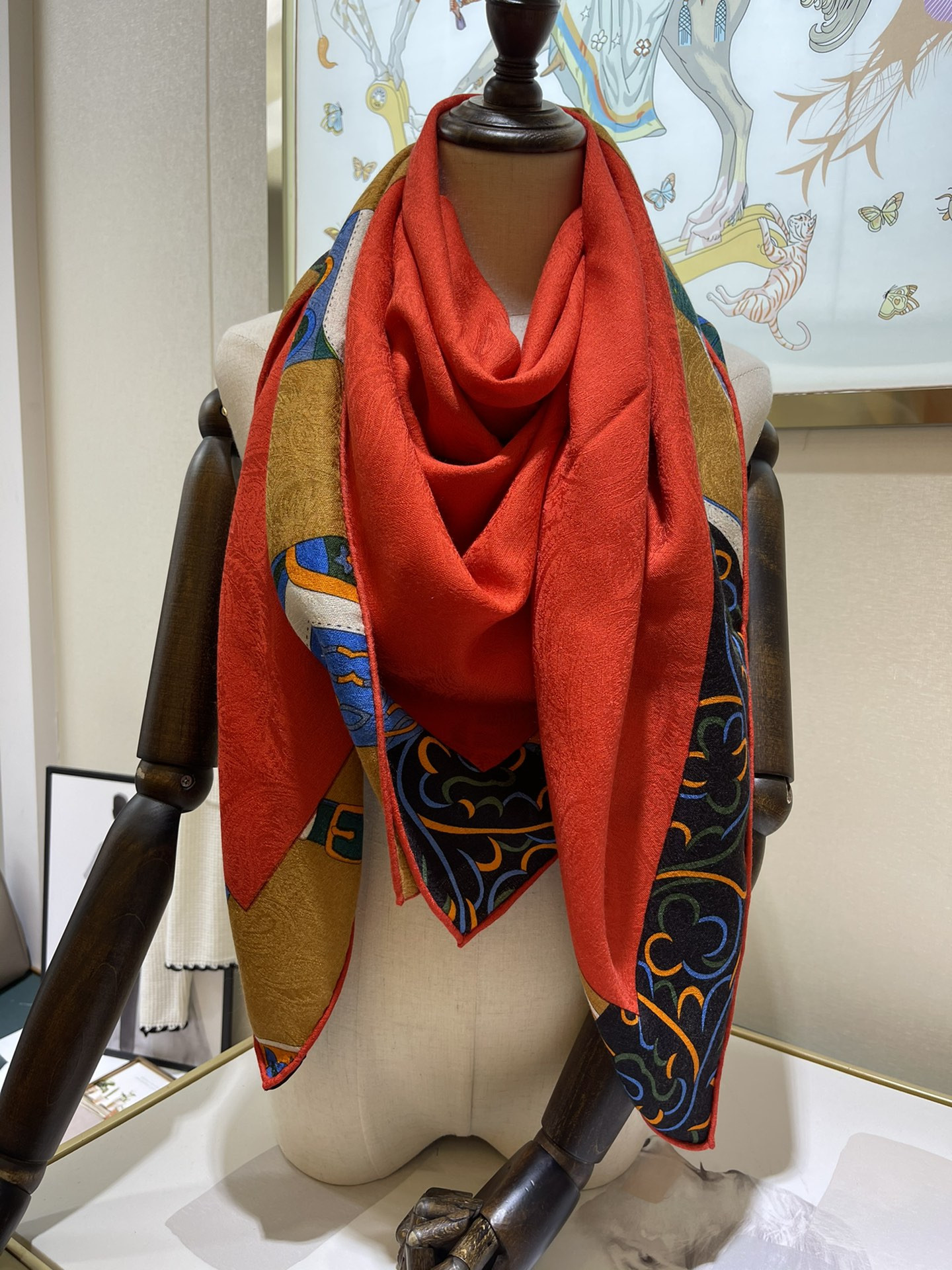 H**mes square towel-140*140cm