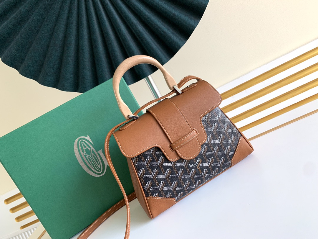 Go*ard coated canvas and leather saigon top handle bag-21cm