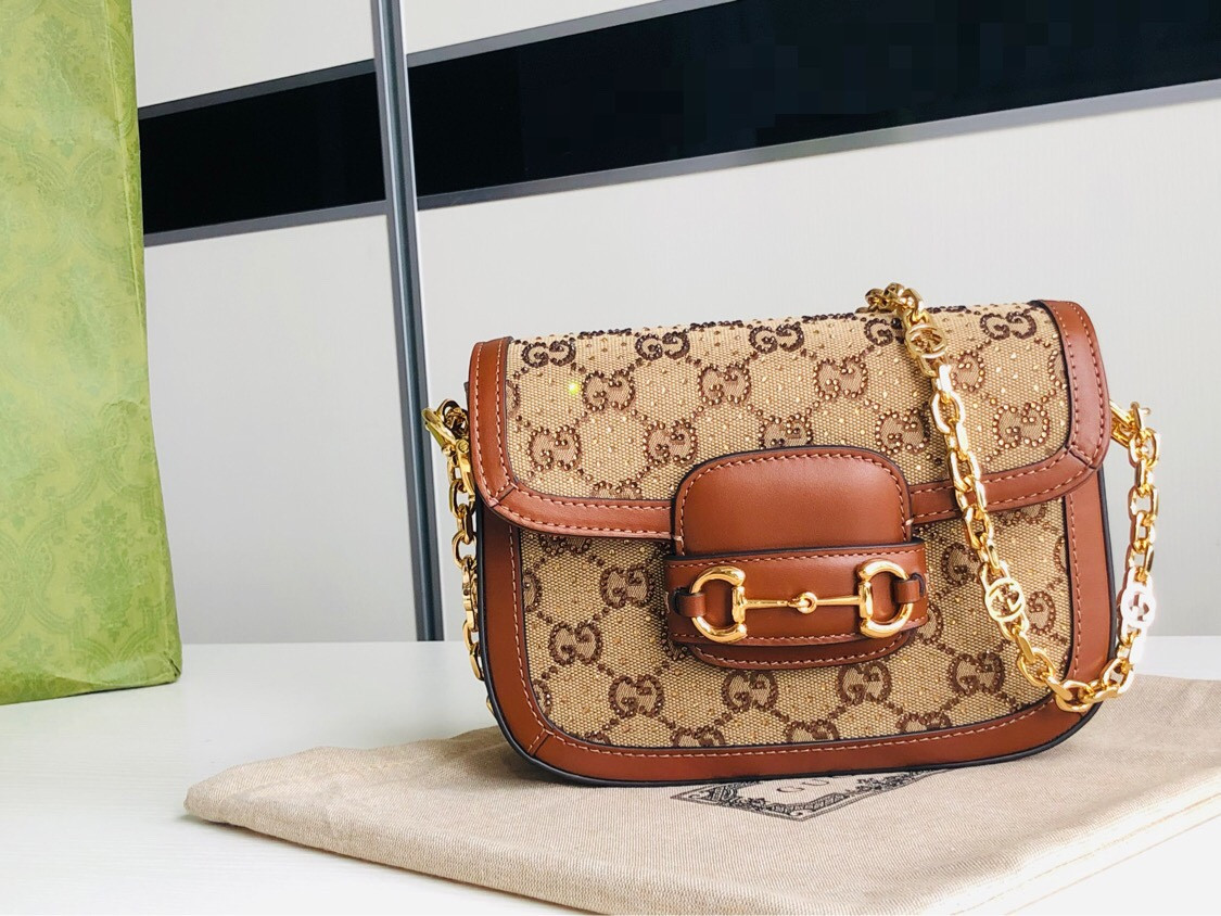 G*u*i 1955 horsebit shoulder bag-20.6*14.4*5.1cm