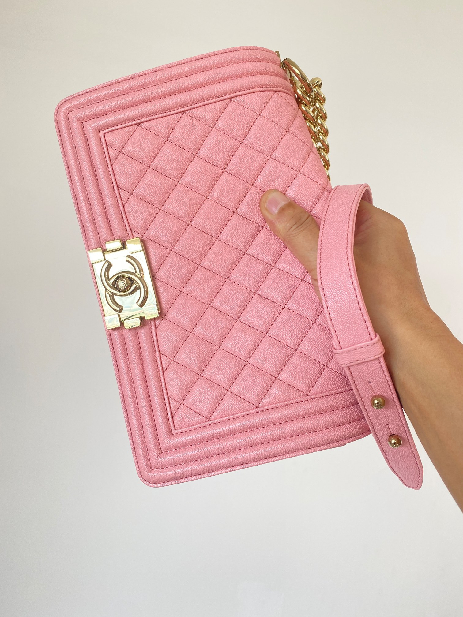 Ch@nel Boy Bag-Caviar-25CM