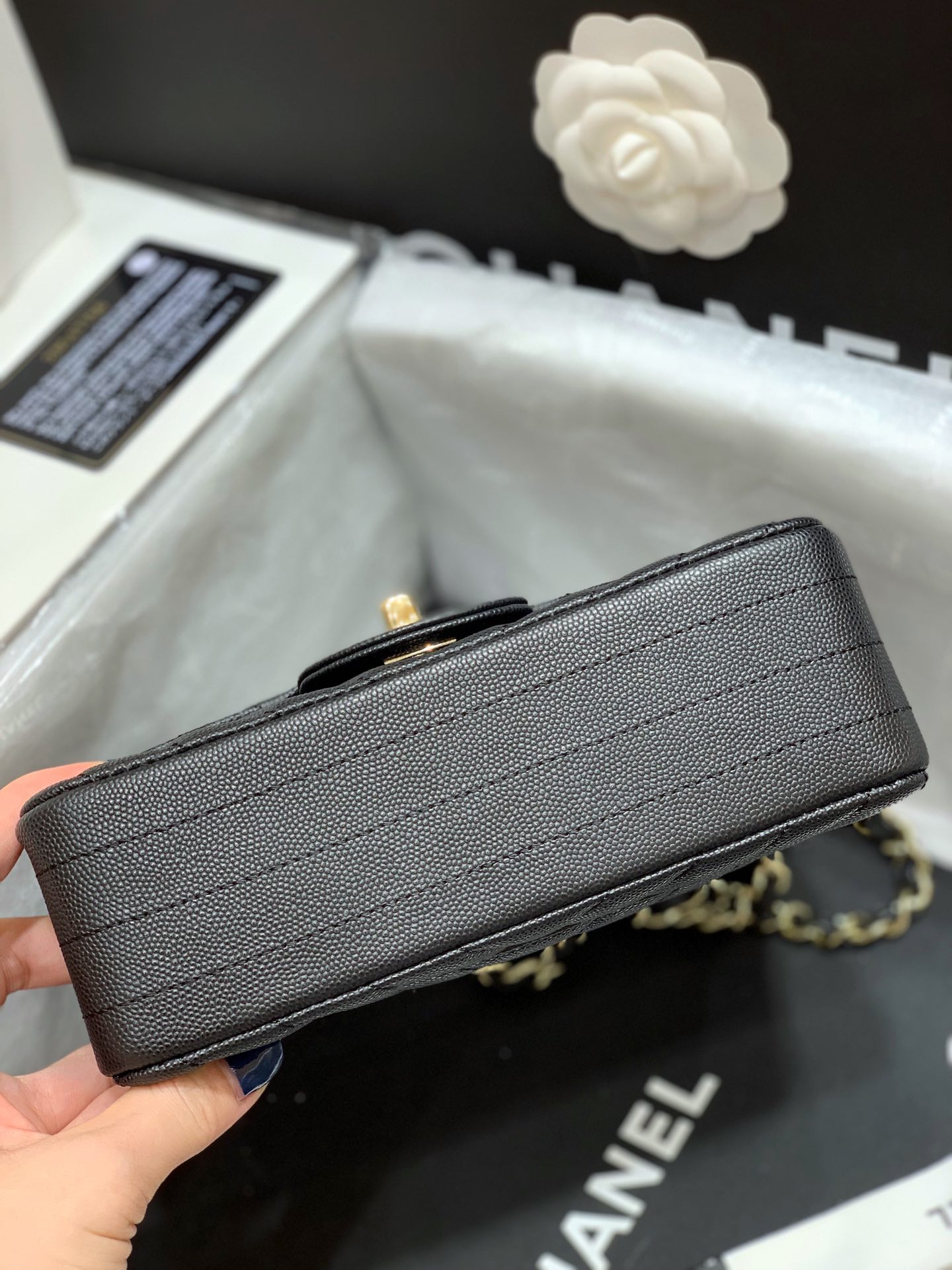 Ch@nel Flap Bag-Caviar-Gold Hardware-20CM