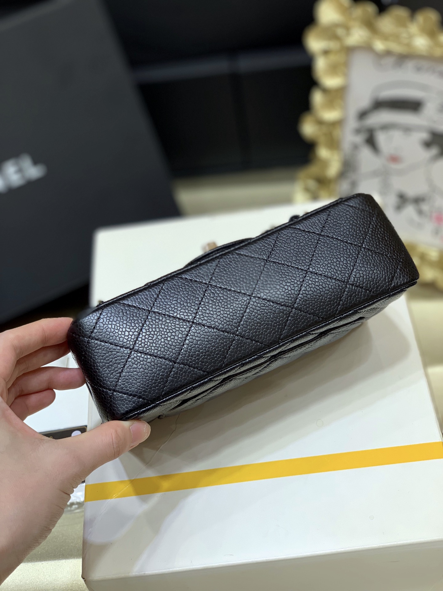 Ch@nel Flap Bag-Caviar-Silver Hardware-20CM