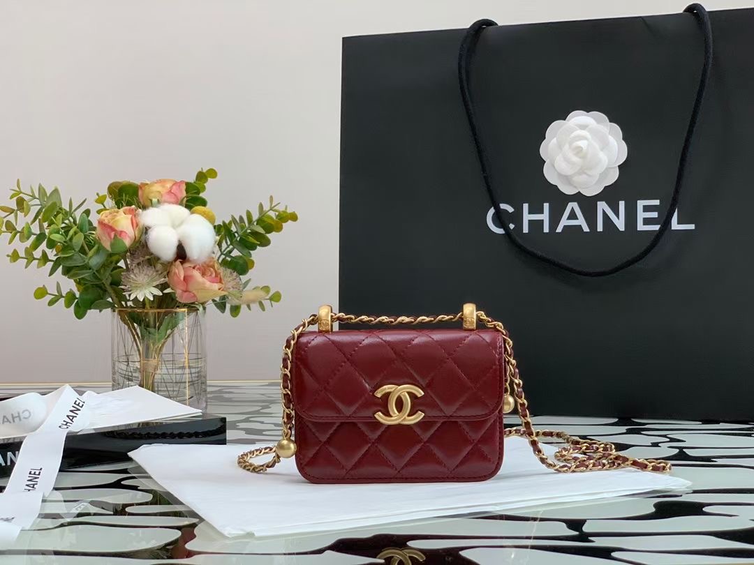 Ch@nel Quilted Pearl Crush Clutch With Chain Bag-12*9*2CM