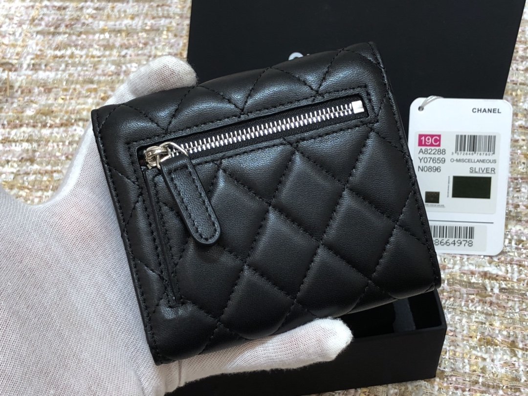 Ch@nel Wallet-Gold Harware-Lamskin-11*10CM