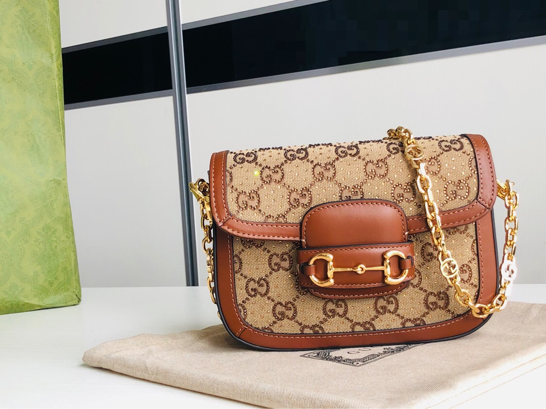 G*u*i 1955 horsebit shoulder bag-20.6*14.4*5.1cm