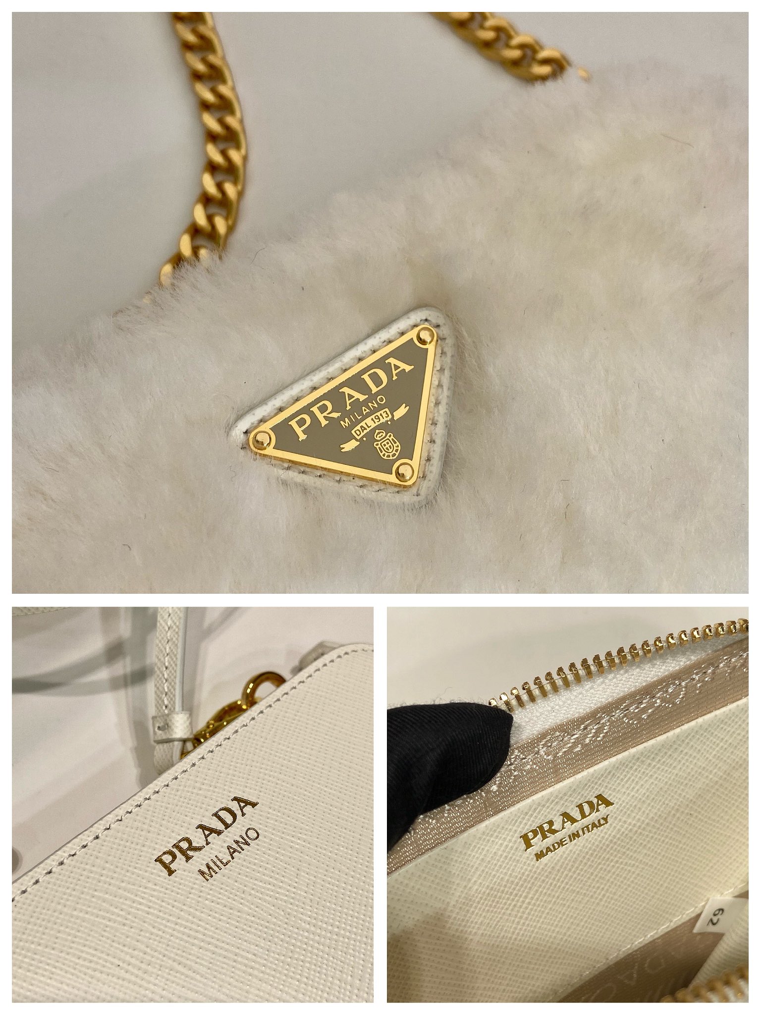 Pra*a 1nr015 double triangle bag -15*10*5cm