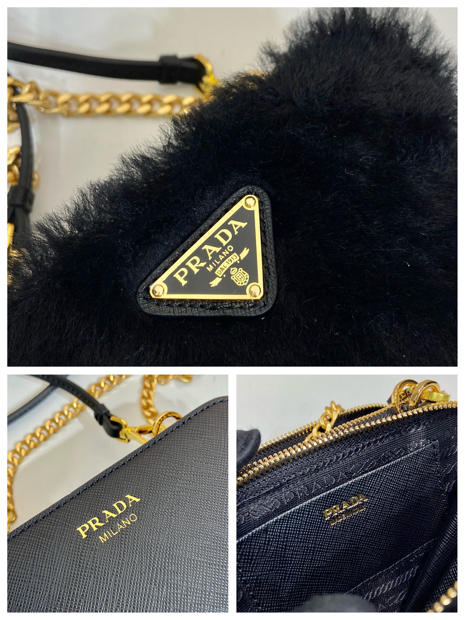 Pra*a 1nr015 double triangle bag -15*10*5cm