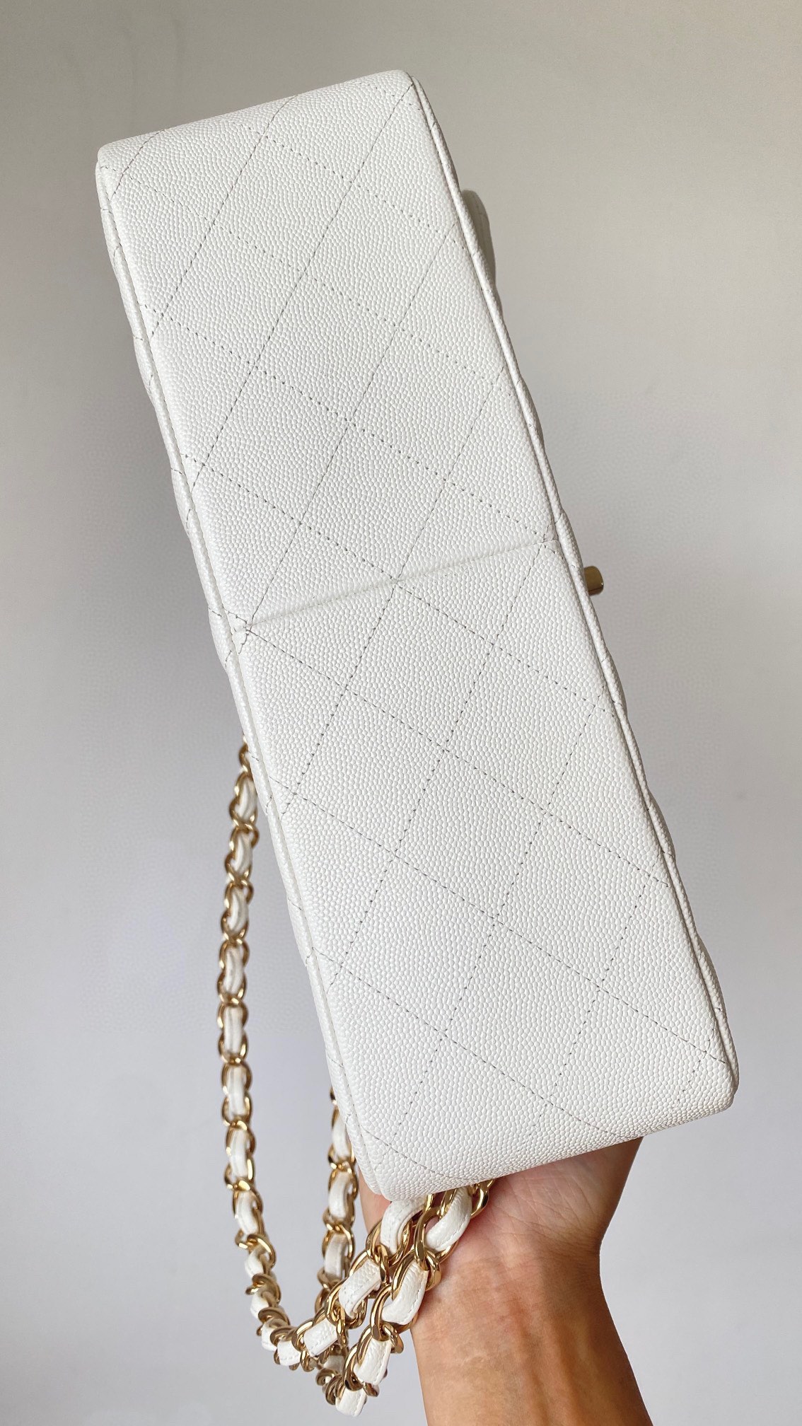 Ch@nel Flap Bag-Cavir Leather-Gold-30CM