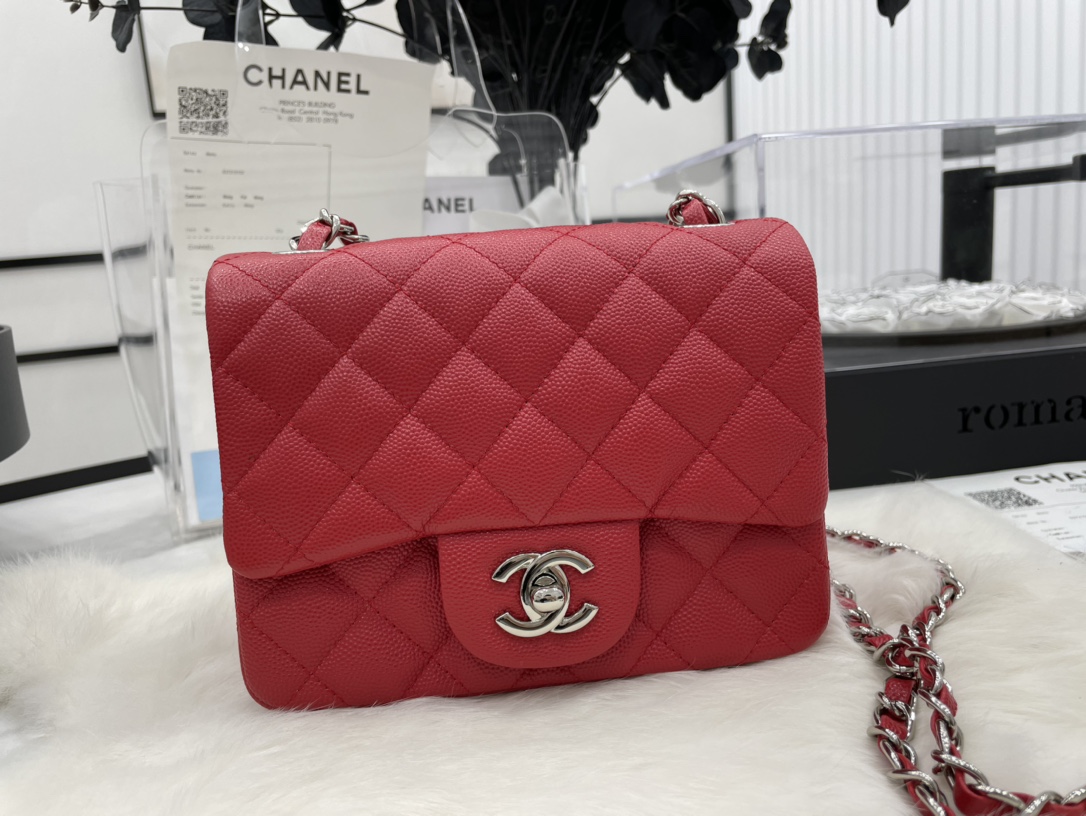 Ch@nel Flap Bag-Caviar Leather-17CM