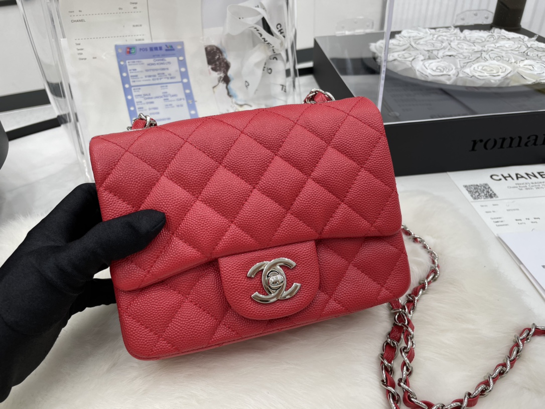 Ch@nel Flap Bag-Caviar Leather-17CM