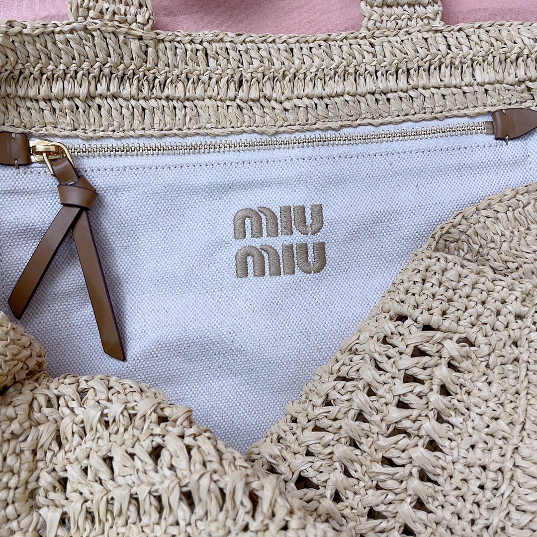 M*um*u crochet raffia tote bag-38.5x 40 x10cm