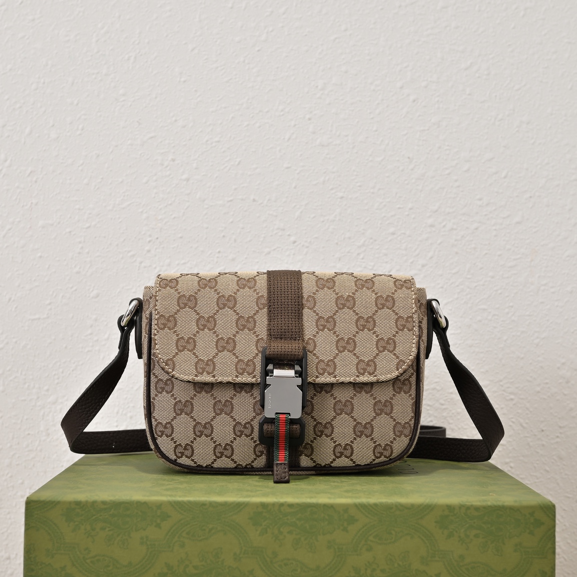 Mini GG crossbody bag in Beige and Ebony Bag-20*14*6.5CM