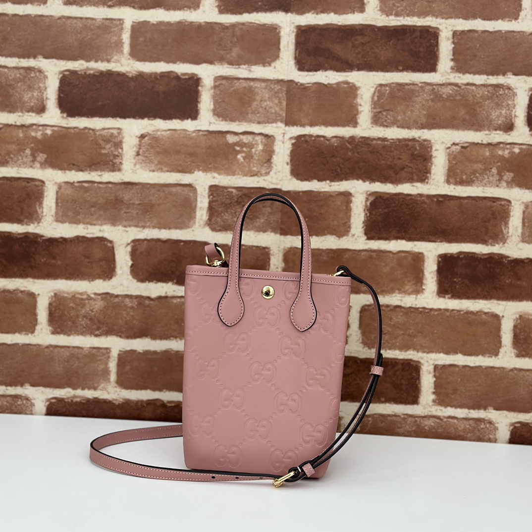 gvc*1 gg S*per mini bag with strap in pink gg leather |-20*13*2.5cm