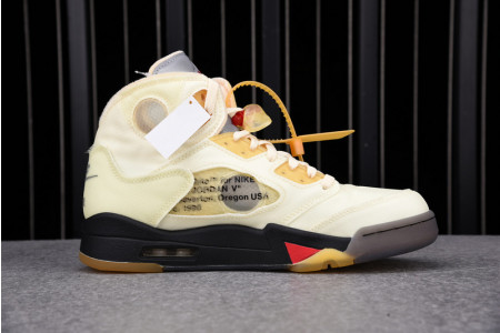 OFF-WHITE X AIR JORDAN 5 “SAIL” DH8565--100