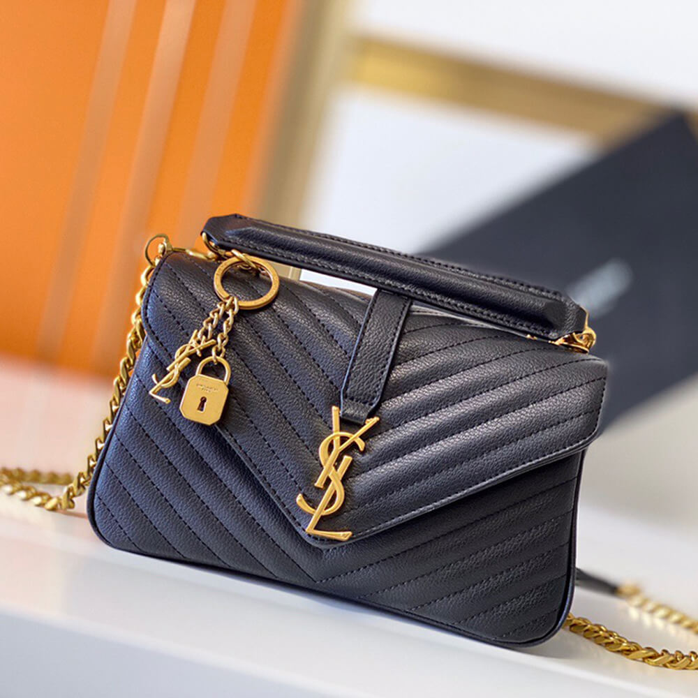 Saint Laurent College quilted-leather satchel bag