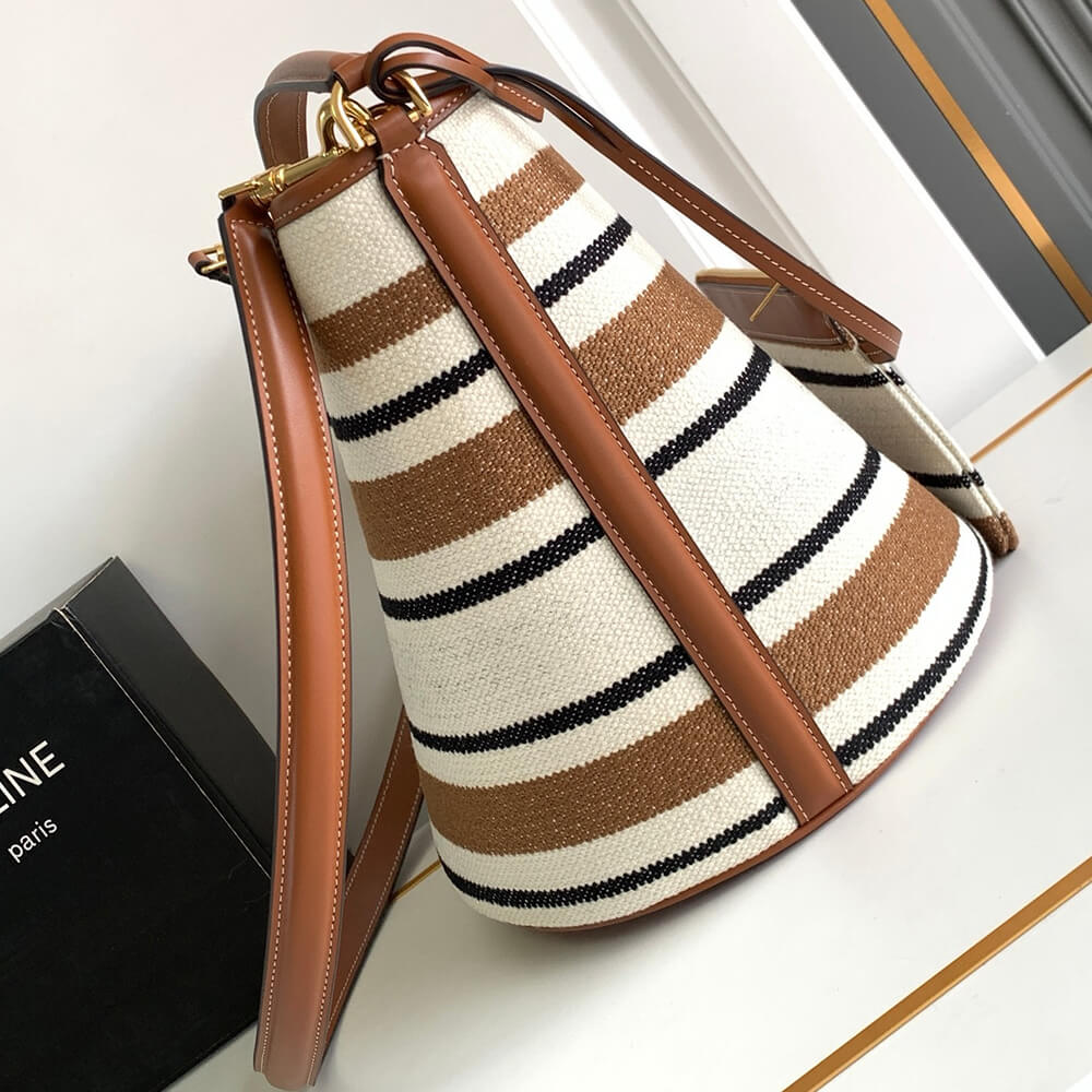 Ce**e bucket 16 bag in striped textile with Ce**e jacquard(high-end grade)