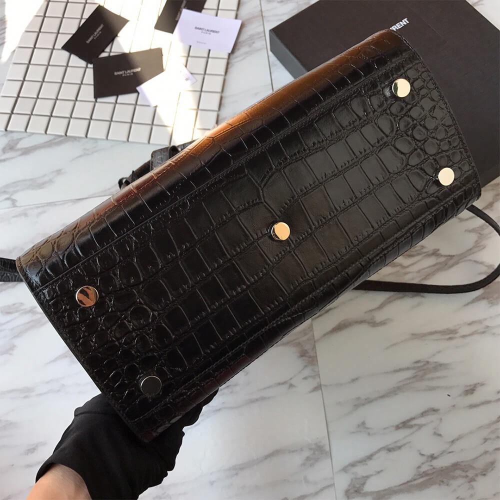 SMALL SAC DE JOUR IN MATTE EMBOSSED CROCODILE LEATHER