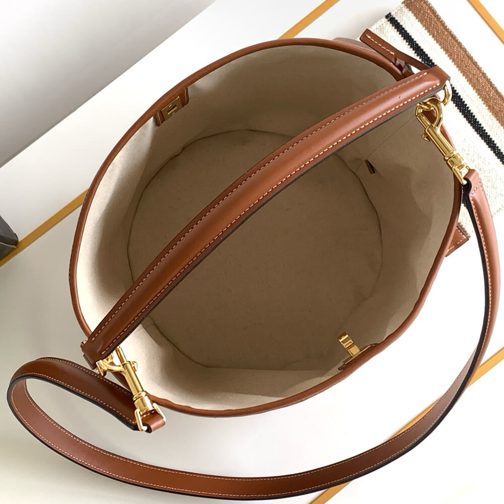 Ce**e bucket 16 bag in striped textile with Ce**e jacquard(high-end grade)