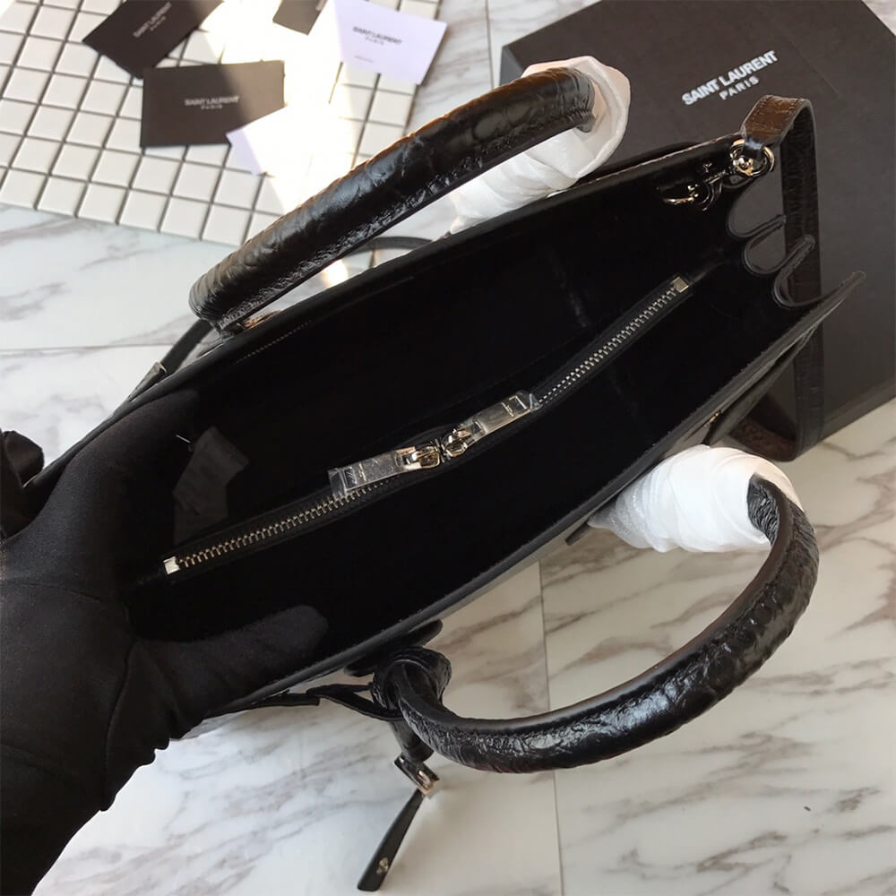 SMALL SAC DE JOUR IN MATTE EMBOSSED CROCODILE LEATHER