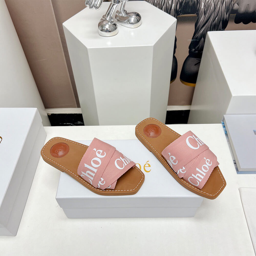 Chloe woody logo-print canvas slides