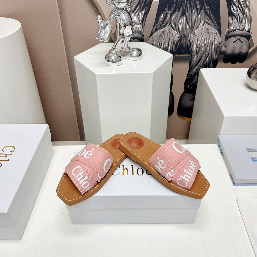 Chloe woody logo-print canvas slides