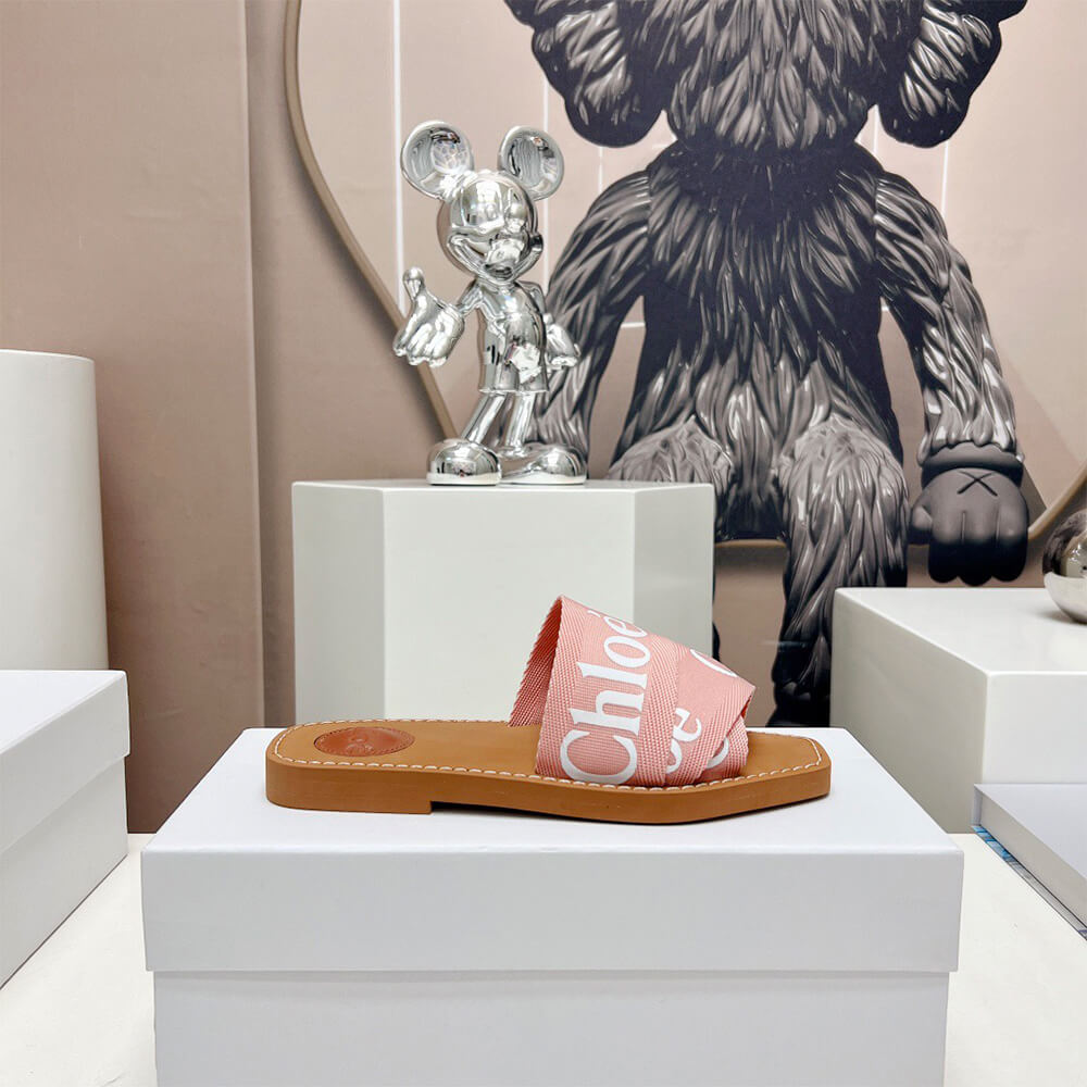 Chloe woody logo-print canvas slides