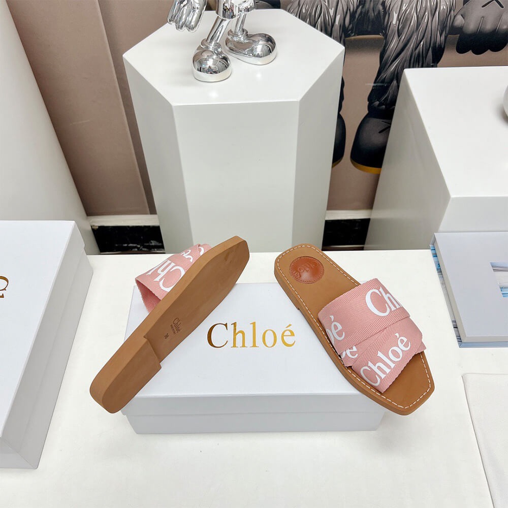 Chloe woody logo-print canvas slides