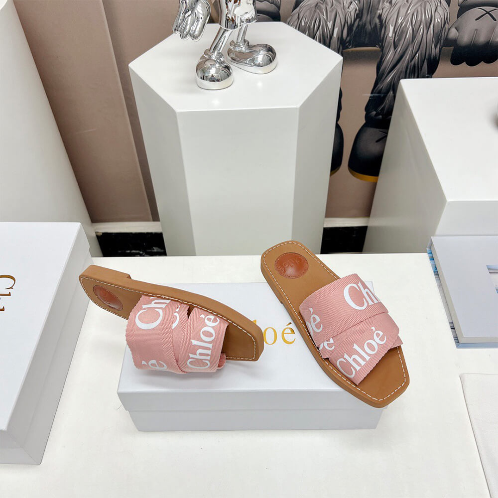 Chloe woody logo-print canvas slides