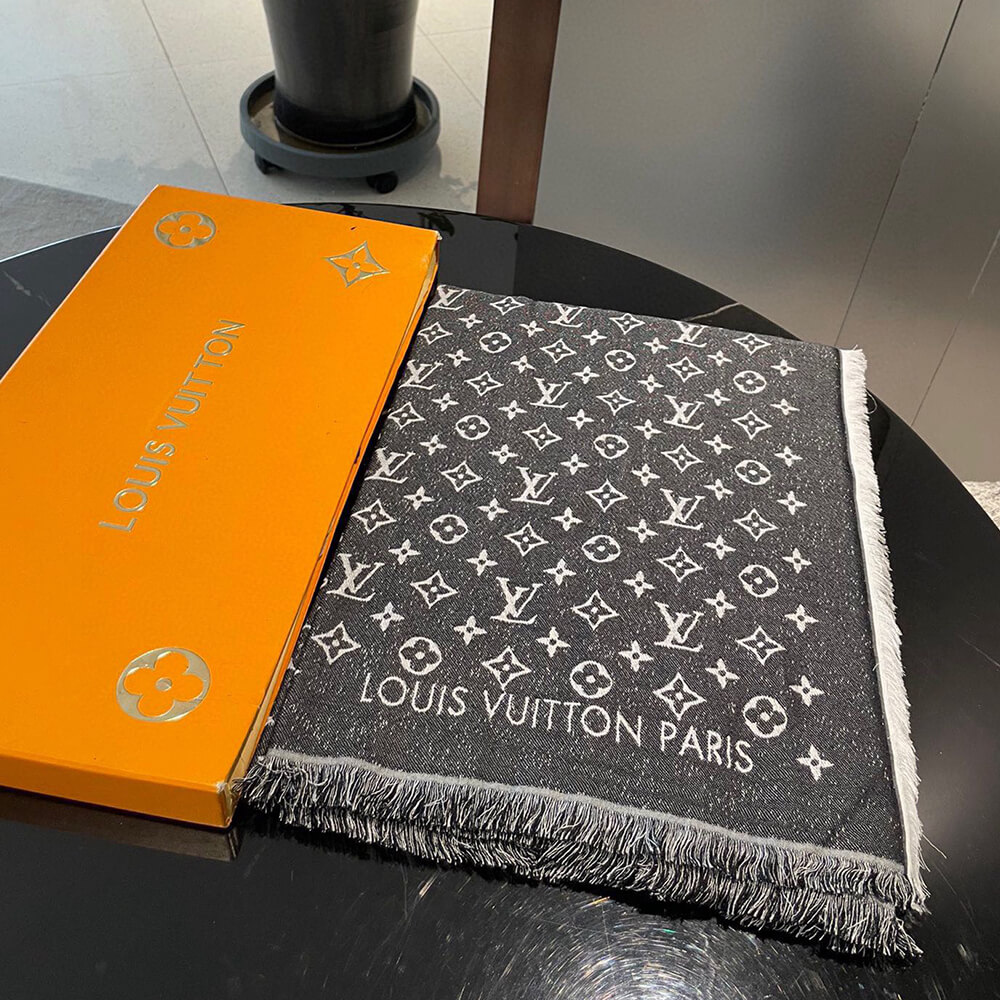 LV Monogram Jacquard Denim Shawl